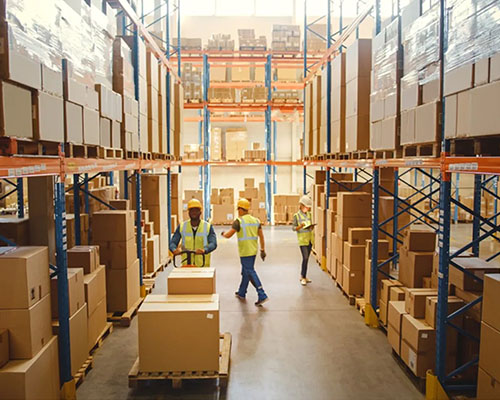 People working in warehouse