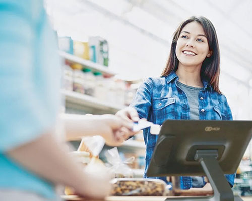 woman at convenience store counter