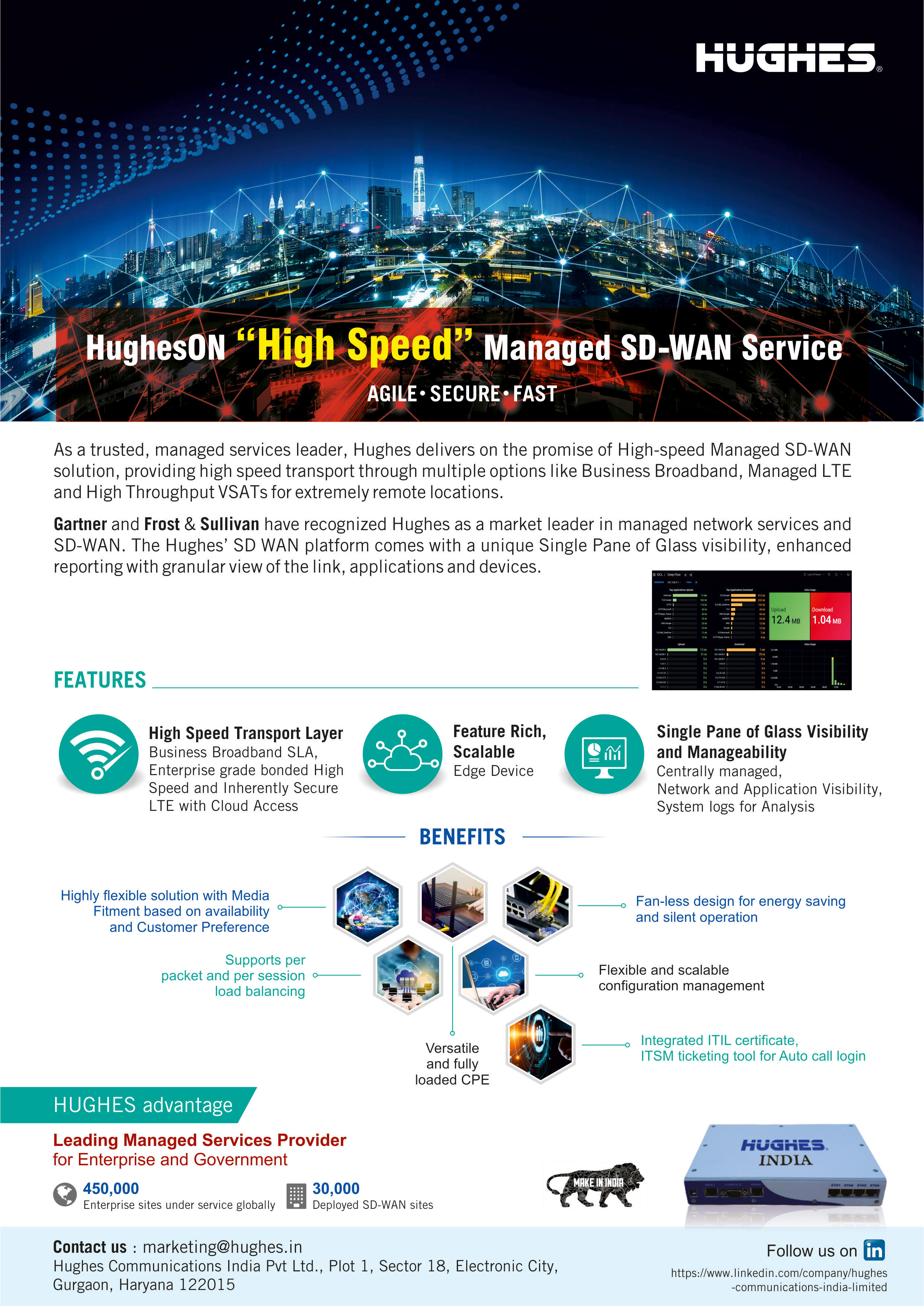 HughesON High Speed Managed SD WAN service